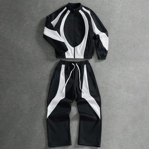 Custom Men Windbreaker Suit with Piping Lightweight <b>Waterproof</b> Tracksuit Front Logo 2-in-1 Design Running Jogging Sportswear <b>Set</b> - Product Image 1