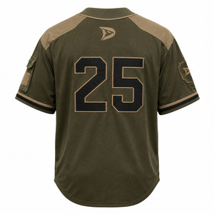 Chemise de baseball à manches courtes pour homme, vert olive, boutonnée, avec logo brodé et poche poitrine, en tissu mesh respirant - Product Image 2