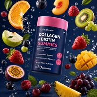Gomitas de Colágeno y Biotina con Sabor a Fresa de Marca Privada OEM para el Cabello, la Piel, las Uñas y la Salud del Corazón, Sin GMO, Sin Gluten