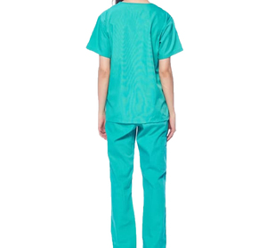 Ensemble de tenues médicales unisexe à col en V et manches courtes, en tissu tissé élasthanne, avec détection par radiofréquence, pantalon vert durable - Product Image 3