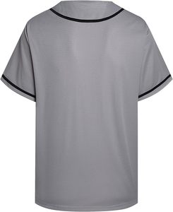 Camiseta de Béisbol Unisex Gris de Manga Corta con Cuello en V y Botones al Frente, Uniforme Transpirable de Malla para Adultos, Todas las Temporadas - Product Image 2