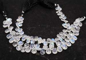 Cuentas facetadas de piedra lunar arcoíris blanca AAA de 7x10 mm, piedra lunar arcoíris blanca tipo briolette de 8 pulgadas, piedra lunar natural para joyería. - Product Image 2