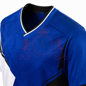 Camiseta de Fútbol para Hombre, Azul, Blanco y Negro, con Bloques de Color, Manga Corta, Cuello en V, Absorbe la Humedad, Poliéster, Ajuste Atlético, para Todas las Temporadas - Product Image 4