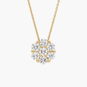 Cluster Diamond Flower Pendant <b>Necklace</b> with 1 CTW Round Cut Lab-Grown Diamonds in White Gold - Product Image 1