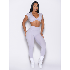 Conjunto de Leggings y Top Deportivo para Mujer, Talla Grande, Color Lila Galáctico, Marca OEM, con Bolsillos, 2 Piezas, Cintura Alta, para Yoga y Ejercicio - Product Image 1