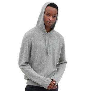 <b>Men's</b> Regular Fit Hooded Knit Sweater Solid Gray Casual Wear 100% Cotton Autumn Style For <b>Men</b> - Product Image 1