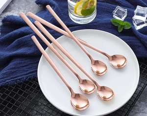 Wholesale Long Handle Ice Cream Spoon Custom <b>Small</b> Korean Style Metal Dessert Spoon Premium Dining Tableware - Product Image 4