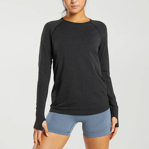 T-shirts pour femmes à manches longues de haute qualité, design personnalisé, t-shirts pour femmes de couleur unie légers à vendre, personnalisables - Product Image 1