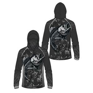 Masque facial à capuche, T-shirt de sport imperméable anti-UV à séchage rapide en Spandex/Polyester, Vêtements de pêche, course et entraînement, Fournisseur exportateur - Product Image 6