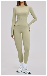 Highly Professional Women,s Slim Fit Workout Sportswear <b>Set</b> Includes High Waist Leggie Bra Plus Size Anti-Bacterial Washed Solid - Product Image 5