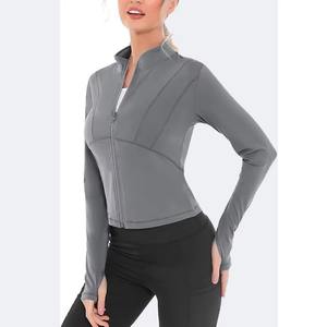 Yoga Sports Long Sleeve Coat Zipper Tight Lightweight Breathable Running Sportswear <b>Jackets</b> - Product Image 6