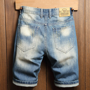 Novedad en Ropa Urbana: Shorts de Mezclilla Rectos para Hombre, Transpirables, Ecológicos, 100% Algodón, Estilo Único, Color Atractivo - Product Image 2