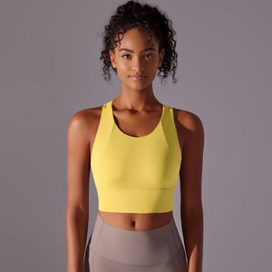 Débardeur court sans couture pour femme, couleur unie, col rond, respirant, en Spandex et Polyester, idéal pour le yoga, coupe classique - Product Image 2
