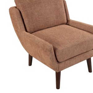 Poltrona Arancione con Gambe in Legno Massello, Rivestimento in Ciniglia, Stile Contemporaneo per Soggiorno - Product Image 5