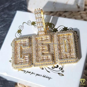 Pendentif en diamant de laboratoire de qualité supérieure « CEO KING » avec chaîne cubaine entièrement pavée, bijoux hip-hop, vente en gros - Product Image 4
