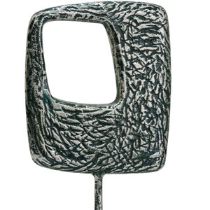 Silver Aluminium Sculpture Textured Open <b>Frame</b> Tabletop Art Decor on White Marble Base Modern Living Room Accents - Product Image 1