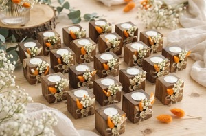 Wood <b>Tea</b> <b>Light</b> Holder Set Round Handmade Candle Holder for Home Decoration - Product Image 6