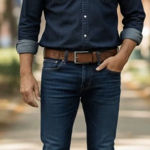 Cinturón de Cuero Vintage Kiran Overseas, Talla 32, Color Marrón Claro, Duradero, Informal, Incluye Embalaje - Product Image 1