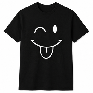 T-shirt graphique surdimensionné de qualité supérieure, imprimé sur mesure avec un visage souriant, unisexe, en coton, vêtements décontractés, streetwear - Product Image 1