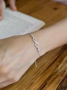 <b>Infinity</b> Diamond <b>Bracelet</b> 925 Silver Pavé Setting Round Brilliant Cut Minimalist Chain Link Unisex Everyday Wear - Product Image 3