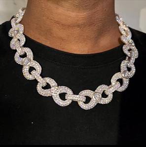 Radiant cuban <b>necklace</b> with round cut moissanite stones sparkling finish and fashionable <b>statement</b> styling for men - Product Image 2