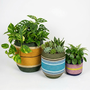 Maceta Redonda Tejida a Mano de Hierba Marina con Patrón de Rayas para Decoración de Jardín, Patio y Hogar, Macetas y Jardineras - Product Image 3