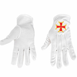 Guantes de Cuero Blanco con Bordado Masónico de los Caballeros Templarios de Malta para Uso Diario en el Hogar y Otros Usos - Product Image 3