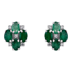 Pendientes de Diamantes y Esmeraldas en Plata de Ley 92.5 KLST-30759 - Product Image 1