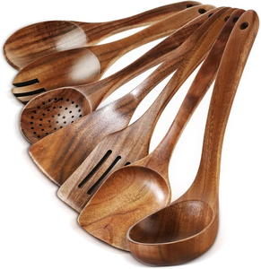 Cuillère en bois décorative classique moderne la plus vendue, outil de cuisine poli miroir, manche long, compatible lave-vaisselle, pour fêtes - Product Image 4