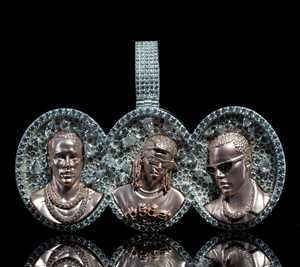 Colgante Facial 3D Personalizado |   Joyería con Incrustaciones de Moissanita VVS |   Colgante de Plata de Ley 925 con Foto Personalizada Estilo Hip Hop - Product Image 1