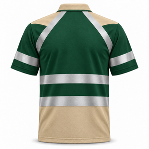 Camiseta Polo de Trabajo Reflectante para Hombre, de Dos Tonos, Manga Corta, con Cinta Plateada, Uniforme Industrial, Logotipo Personalizado, Cinta Sólida - Product Image 2