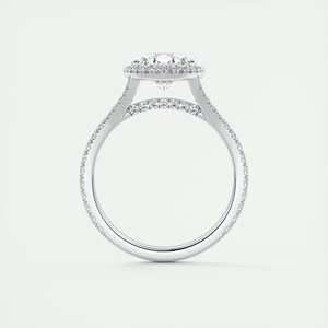 Anillo de compromiso con diamante cultivado en laboratorio de corte ovalado de 2.60 quilates, halo francés oculto y mini engastes en oro blanco de 14K - Product Image 3