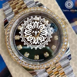 Charm Jewellis Montre à quartz analogique ronde incrustée de diamants pour femme, bracelet en acier inoxydable, fermoir pliant de 36 mm - Product Image 5
