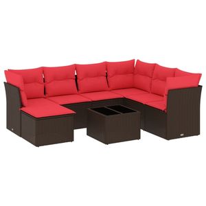 Juego de sofás de patio de ratán sintético marrón de 8 piezas con cojines, elegantes muebles de exterior - Product Image 2