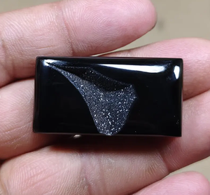 Cuarzo Druzy Negro Natural con Puntos Blancos, Gema Suelta Cabujón Rectangular Pulido para Joyería - Product Image 3