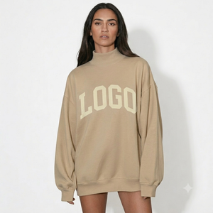 Suéter Holgado con Cuello Alto para Mujer, Estilo Urbano Moderno, Prenda Casual Esencial para Uso Diario - Product Image 1