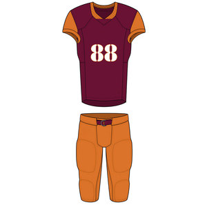 Uniforme de Fútbol Americano para Hombre, Conjunto de Camiseta y Pantalones, Color Granate y Naranja, Número 88, Cuello en V, Manga Corta, Poliéster que Absorbe la Humedad, para Adultos - Product Image 1