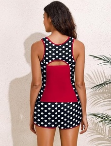 Women's 2 Piece Polka Dot <b>Bikini</b> <b>Set</b> Contrast Binding Spandex Polyester Swimwear Regular Fit Shorts Style - Product Image 5