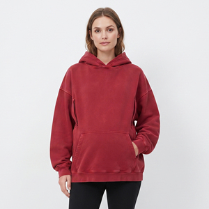 Haut à capuche de maternité et d'allaitement pour femme, coupe ample, délavé, 100% coton molletonné - Product Image 6
