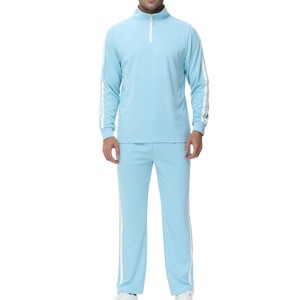 Conjunto Deportivo Azul Marino para Hombre 2026, Sudadera de Manga Larga con Cierre de Media Cremallera y Pantalones con Cordón, Color Sólido, Estilo Deportivo Informal para Otoño - Product Image 4