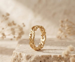 แหวนลายฉลุโบราณขายส่ง ทอง 14K แหวนแต่งงานเรียบหรู ผู้ผลิตเครื่องประดับแบบกำหนดเอง OEM - Product Image 2