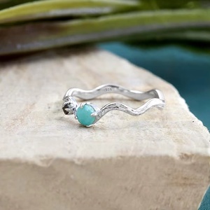 Natural Amazonite Round Bohemian GIA Certified Prong Setting Sterling <b>Silver</b> Handmade <b>Stacking</b> <b>Ring</b> for Women Gift - Product Image 6