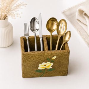 Porte-couverts floral léger en pierre fait main |   Support à cuillères multifonctionnel pour la cuisine |   Design Bohème |   Support mural |   2 - Product Image 5