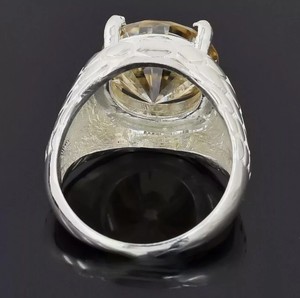 Bague en moissanite jaune, argent sterling 925 plaqué or blanc, bague de fiançailles minimaliste, bague de promesse, bijoux fins et délicats - Product Image 4