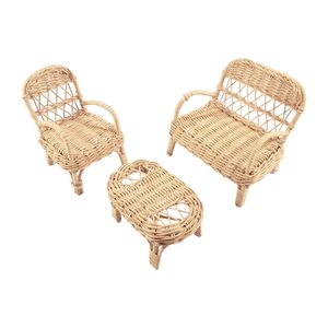 Canapé pour poupée en osier de qualité supérieure, prix de gros abordable, vente chaude, jouet pour enfants, ensemble de canapé tressé naturel - Product Image 3