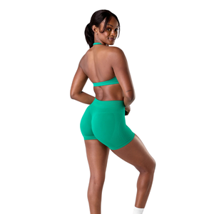 Sujetador deportivo halter sin costuras para mujer, estilo minimalista, para yoga, gimnasio, entrenamiento, soporte elástico, ajuste limpio, ropa deportiva activa - Product Image 4