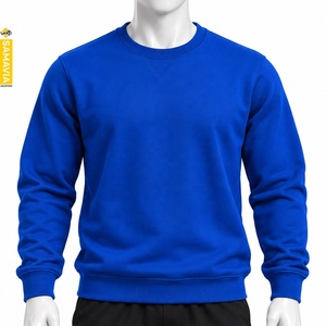 SAMAVIA Men's Royal <b>Blue</b> Crewneck Sweats Shirt Pullover <b>Long</b> <b>Sleeve</b> Casual Fleece <b>Top</b> Ribbed Cuff Hem Warm Apparel - Product Image 1