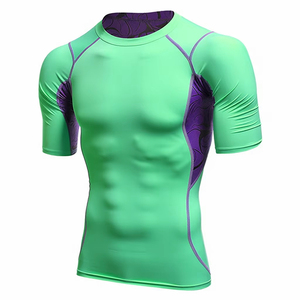 T-shirt de compression pour homme, coupe ajustée, soutien musculaire, vêtements de sport, vente en gros, hauts de sport respirants pour la course à pied - Product Image 6