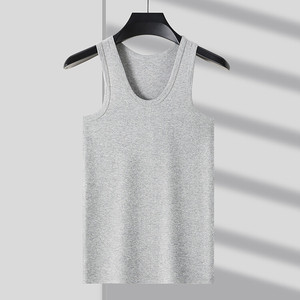 Débardeur côtelé 100 % coton pour homme, col en U, sans manches, sous-vêtement, gilet de sport basique uni, grandes tailles L-4XL - Product Image 5
