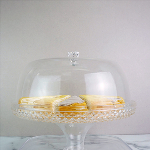 Plateau à gâteau transparent en plastique anti-poussière, qualité alimentaire, similaire au verre, fabriqué à Taïwan, avec dôme en forme de diamant. - Product Image 5